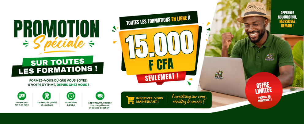 Promotion sur toutes les formations - 15.000 FCFA